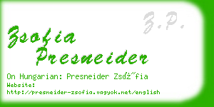 zsofia presneider business card